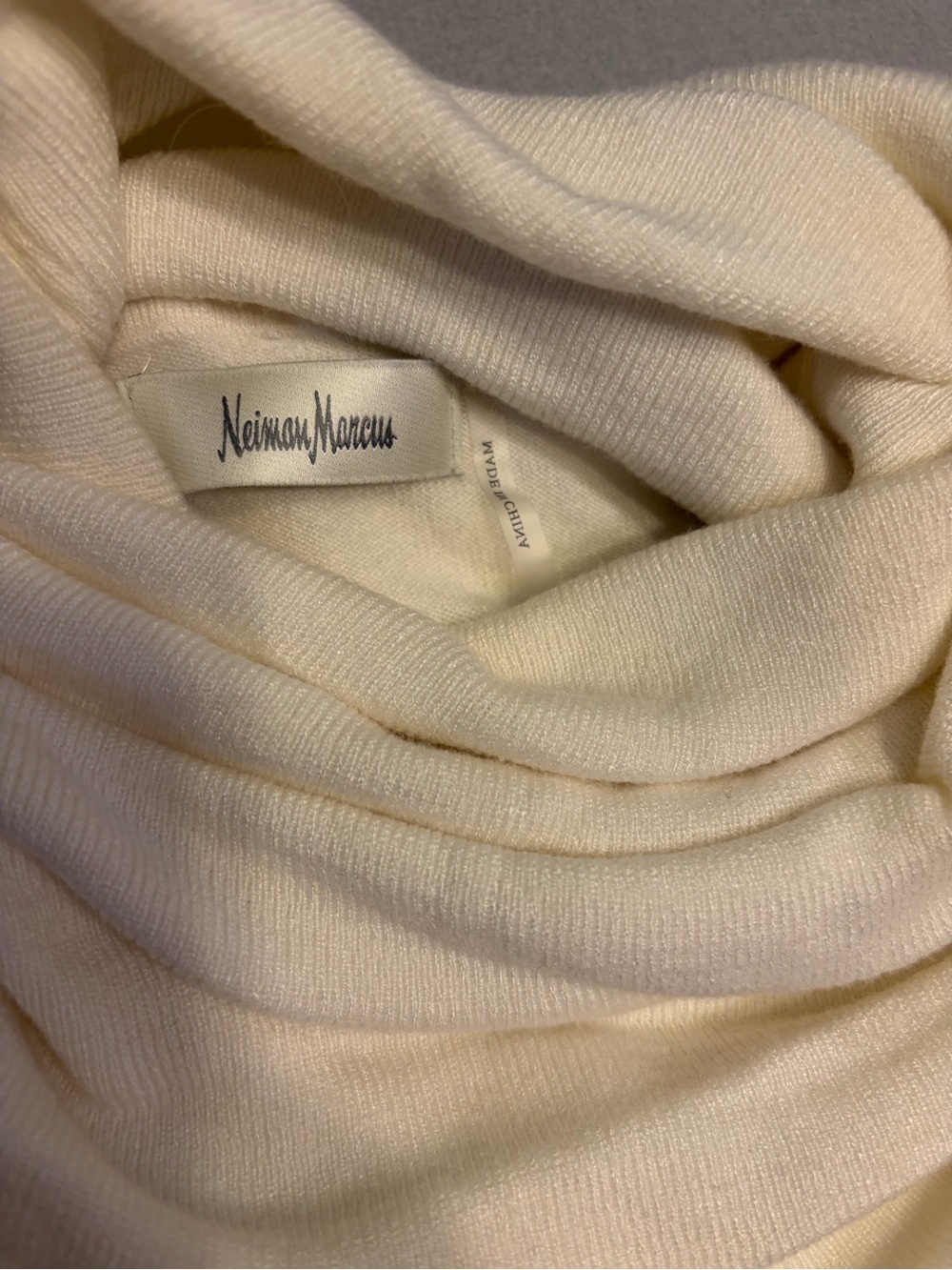 Neiman Marcus Cream Cowl Neck Long-Sleeve Sweater - Picture 2 of 3